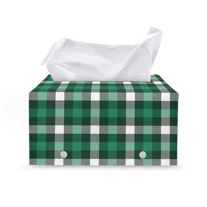 Saint Patrick's Day Stewart Plaid Print Leather Tissue Box Cover