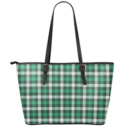 Saint Patrick's Day Stewart Plaid Print Leather Tote Bag