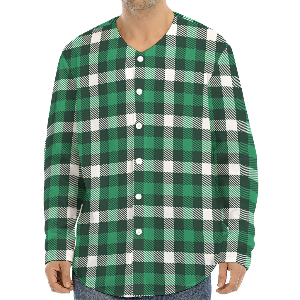 Saint Patrick's Day Stewart Plaid Print Long Sleeve Baseball Jersey