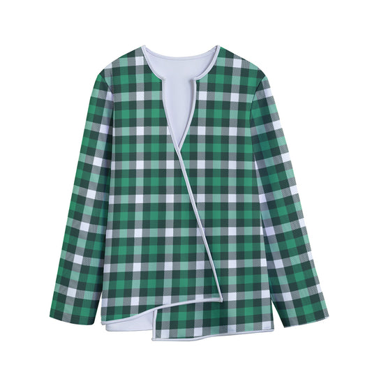 Saint Patrick's Day Stewart Plaid Print Long Sleeve Short Coat