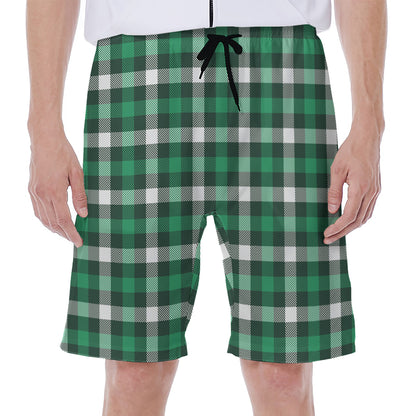 Saint Patrick's Day Stewart Plaid Print Men's Beach Shorts