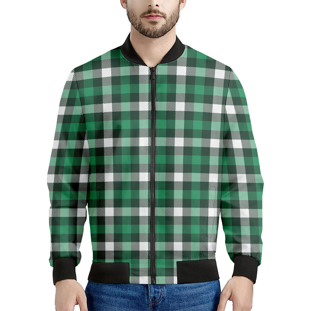 Saint Patrick's Day Stewart Plaid Print Men's Bomber Jacket