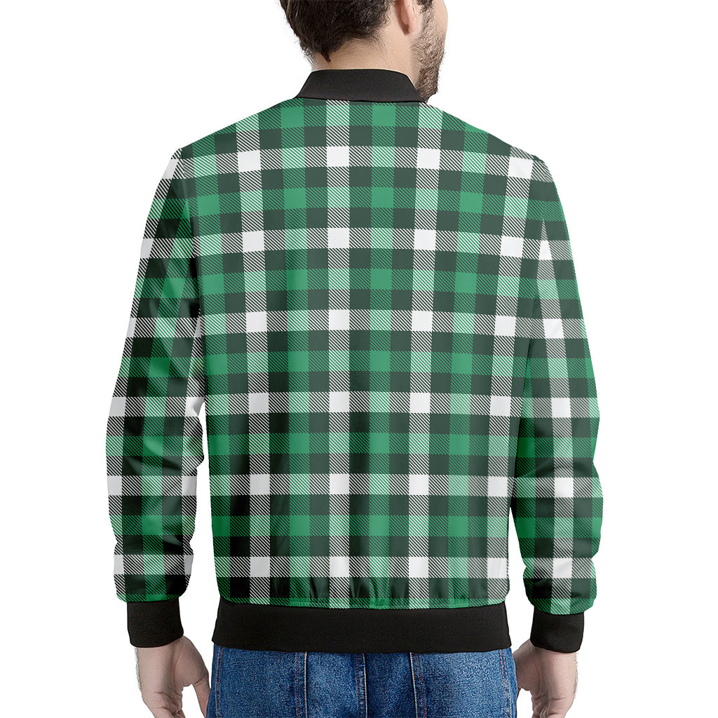 Saint Patrick's Day Stewart Plaid Print Men's Bomber Jacket