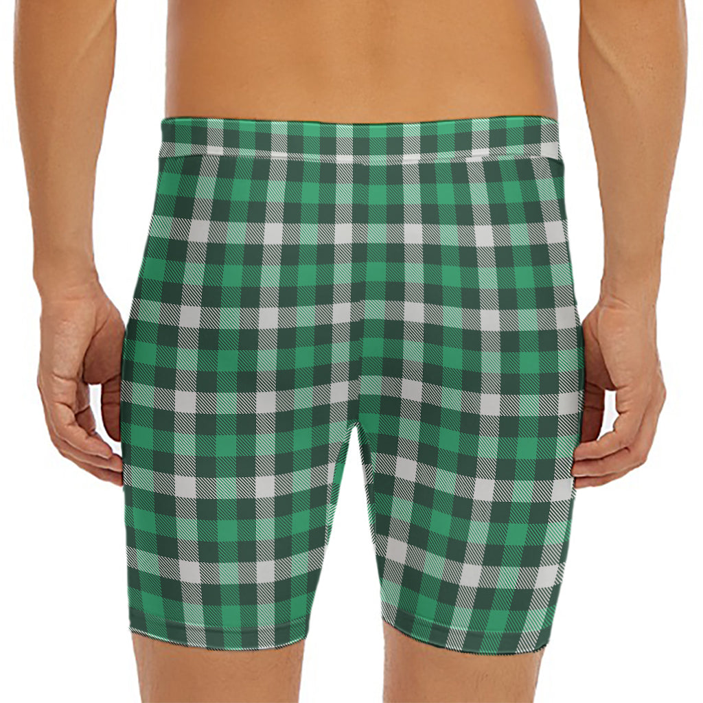 Saint Patrick's Day Stewart Plaid Print Men's Long Boxer Briefs