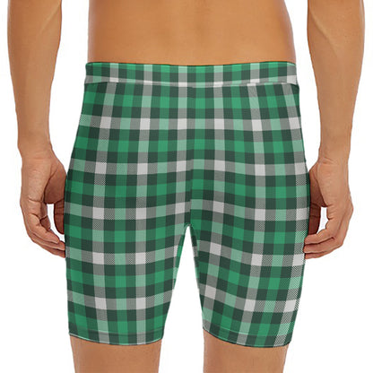 Saint Patrick's Day Stewart Plaid Print Men's Long Boxer Briefs