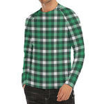 Saint Patrick's Day Stewart Plaid Print Men's Long Sleeve Rash Guard