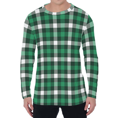 Saint Patrick's Day Stewart Plaid Print Men's Long Sleeve T-Shirt