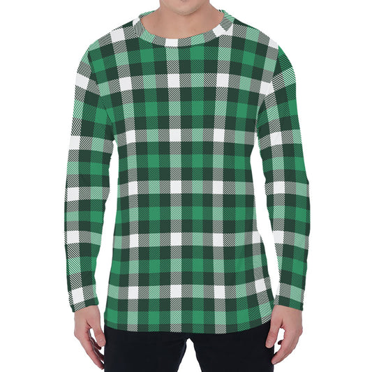 Saint Patrick's Day Stewart Plaid Print Men's Long Sleeve T-Shirt