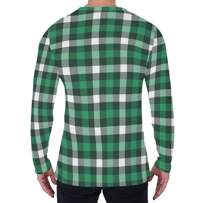 Saint Patrick's Day Stewart Plaid Print Men's Long Sleeve T-Shirt
