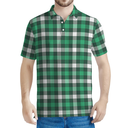 Saint Patrick's Day Stewart Plaid Print Men's Polo Shirt