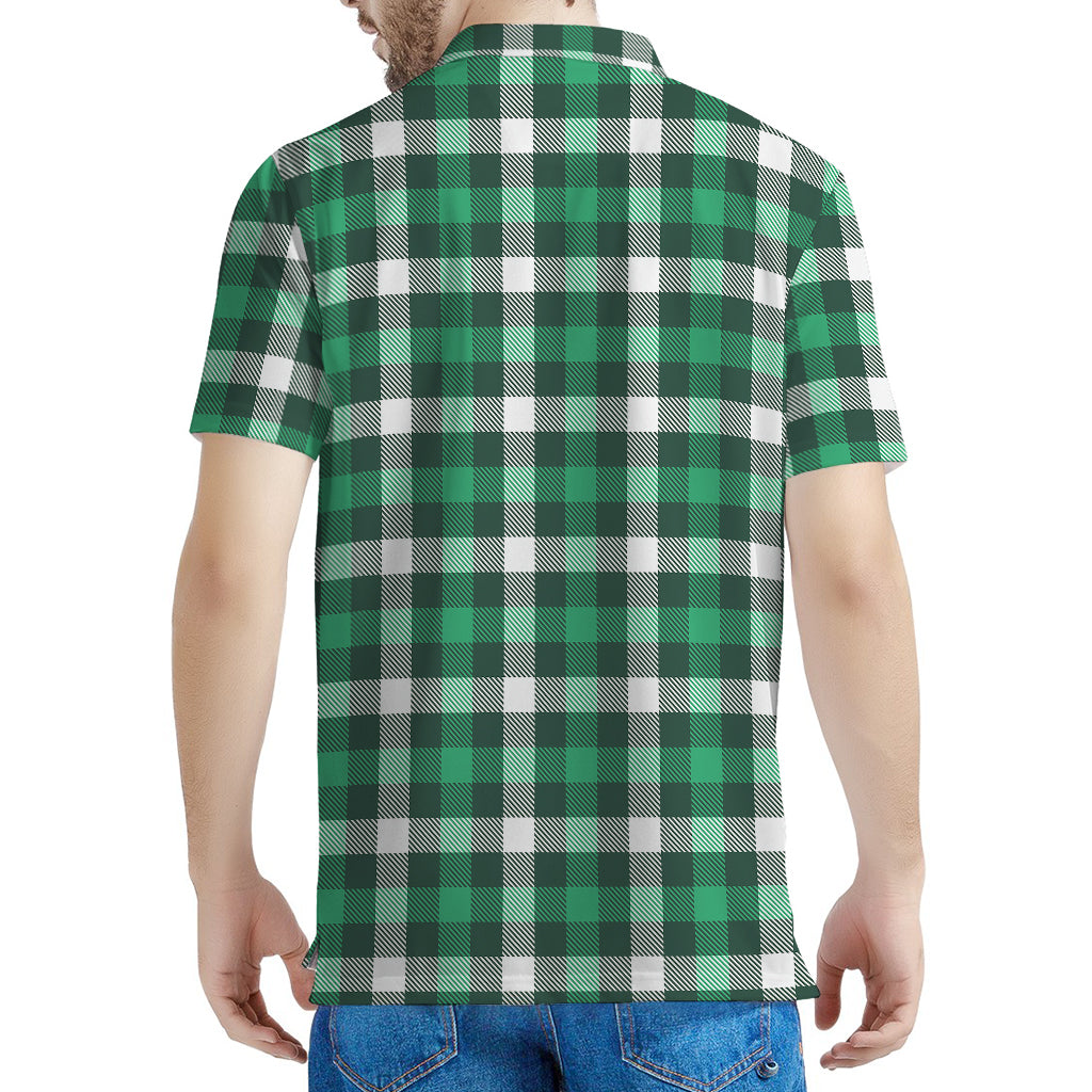 Saint Patrick's Day Stewart Plaid Print Men's Polo Shirt