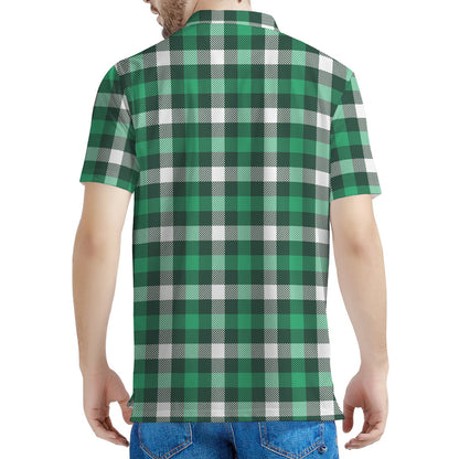 Saint Patrick's Day Stewart Plaid Print Men's Polo Shirt