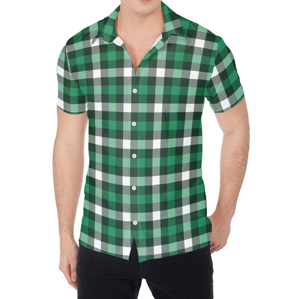 Saint Patrick's Day Stewart Plaid Print Men's Shirt