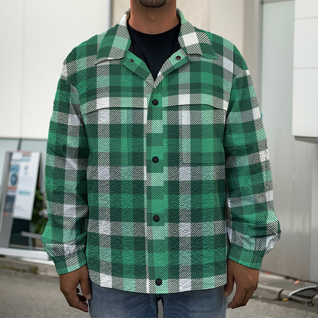 Saint Patrick's Day Stewart Plaid Print Men's Shirt Jacket