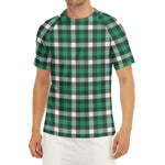 Saint Patrick's Day Stewart Plaid Print Men's Short Sleeve Rash Guard