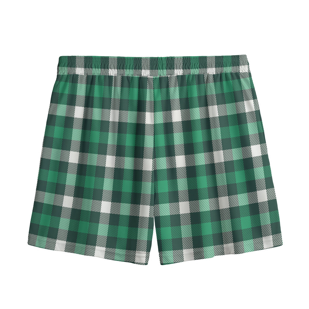 Saint Patrick's Day Stewart Plaid Print Mesh Shorts