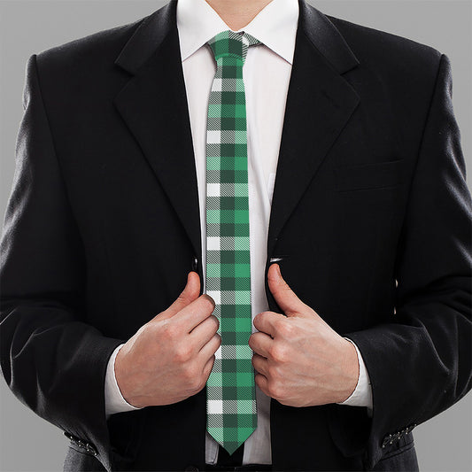 Saint Patrick's Day Stewart Plaid Print Necktie