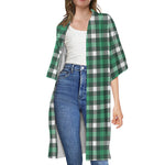 Saint Patrick's Day Stewart Plaid Print Open Front Beach Cover Up