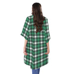 Saint Patrick's Day Stewart Plaid Print Open Front Beach Cover Up