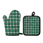 Saint Patrick's Day Stewart Plaid Print Oven Mitt And Pot Holder Set
