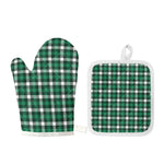 Saint Patrick's Day Stewart Plaid Print Oven Mitt And Pot Holder Set
