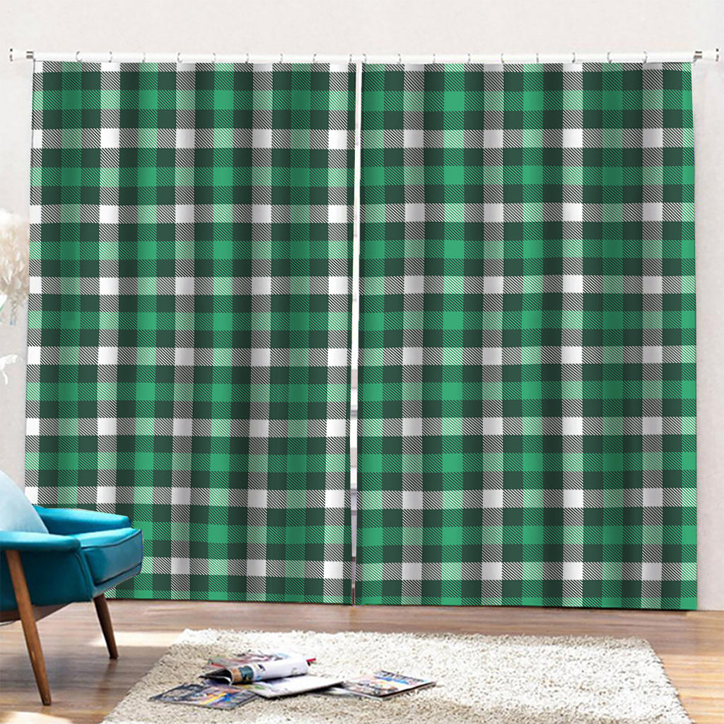 Saint Patrick's Day Stewart Plaid Print Pencil Pleat Curtains