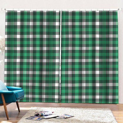 Saint Patrick's Day Stewart Plaid Print Pencil Pleat Curtains