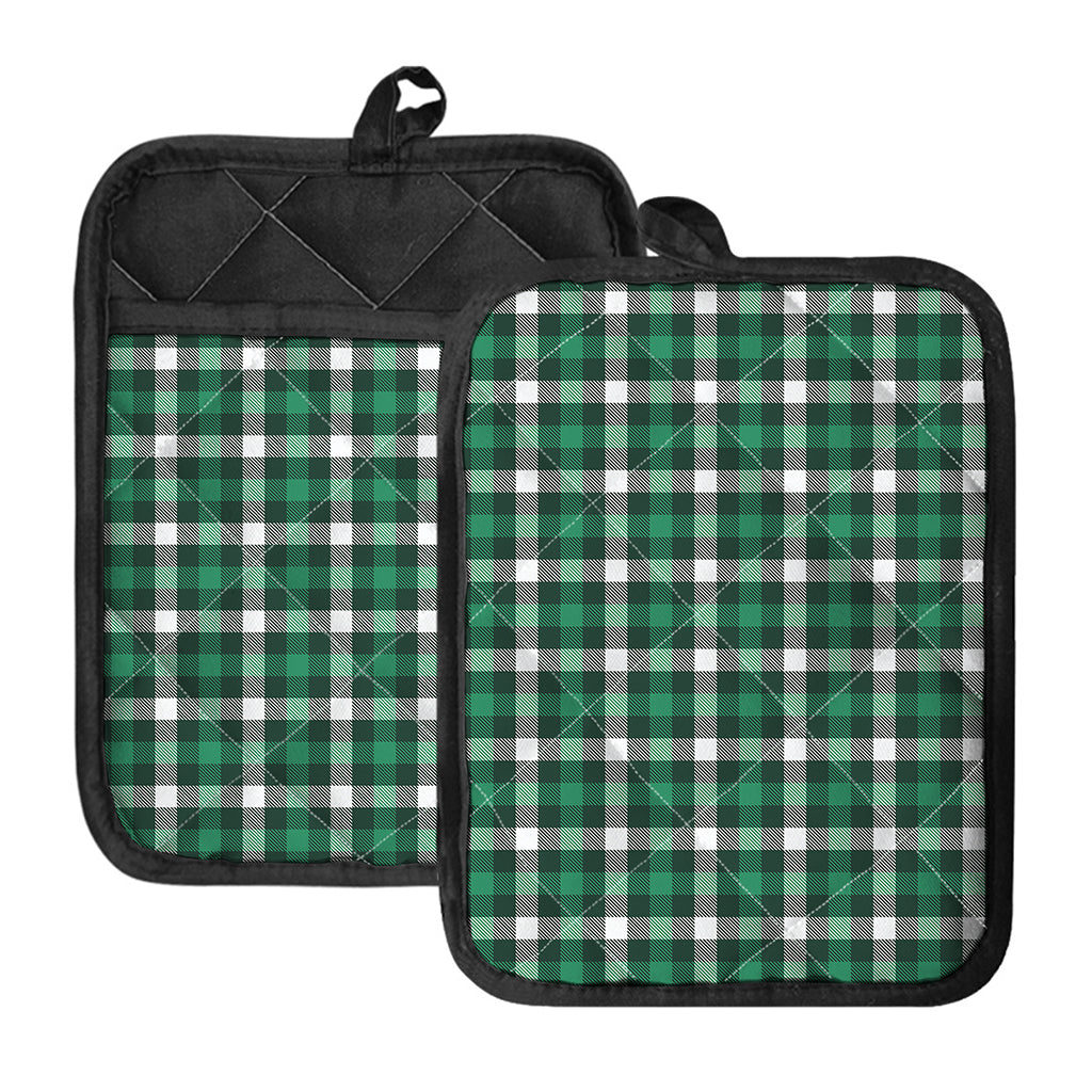 Saint Patrick's Day Stewart Plaid Print Pot Holders With Pocket