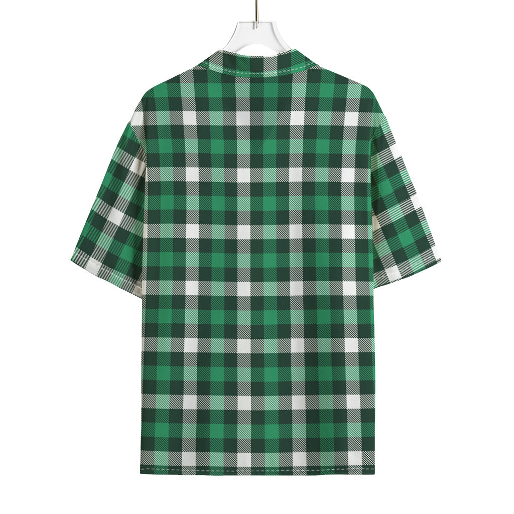 Saint Patrick's Day Stewart Plaid Print Rayon Hawaiian Shirt