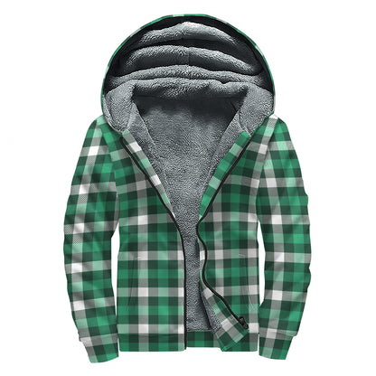 Saint Patrick's Day Stewart Plaid Print Sherpa Lined Zip Up Hoodie