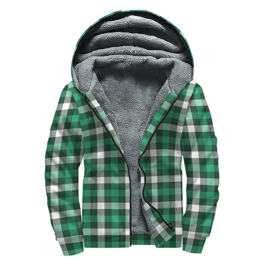 Saint Patrick's Day Stewart Plaid Print Sherpa Lined Zip Up Hoodie