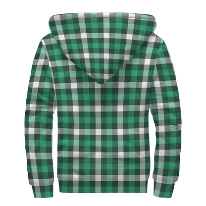Saint Patrick's Day Stewart Plaid Print Sherpa Lined Zip Up Hoodie