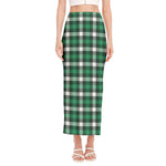 Saint Patrick's Day Stewart Plaid Print Side Slit Maxi Skirt