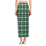 Saint Patrick's Day Stewart Plaid Print Side Slit Maxi Skirt