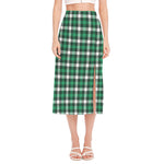 Saint Patrick's Day Stewart Plaid Print Side Slit Midi Skirt
