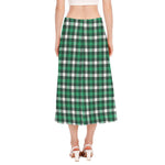 Saint Patrick's Day Stewart Plaid Print Side Slit Midi Skirt