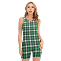 Saint Patrick's Day Stewart Plaid Print Sleeveless One Piece Swimsuit