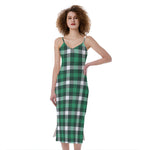 Saint Patrick's Day Stewart Plaid Print Slim Fit Midi Cami Dress