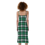 Saint Patrick's Day Stewart Plaid Print Slim Fit Midi Cami Dress