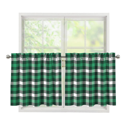 Saint Patrick's Day Stewart Plaid Print Tier Curtains