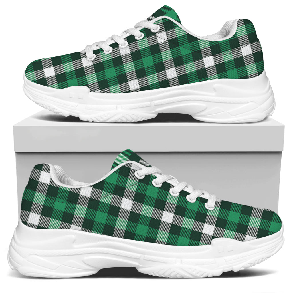 Saint Patrick's Day Stewart Plaid Print White Chunky Shoes