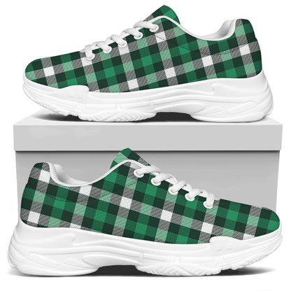 Saint Patrick's Day Stewart Plaid Print White Chunky Shoes
