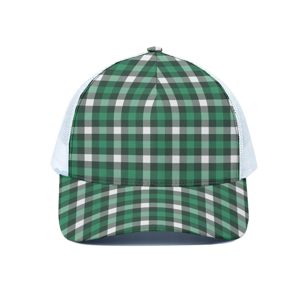 Saint Patrick's Day Stewart Plaid Print White Mesh Trucker Cap