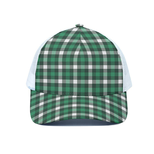 Saint Patrick's Day Stewart Plaid Print White Mesh Trucker Cap