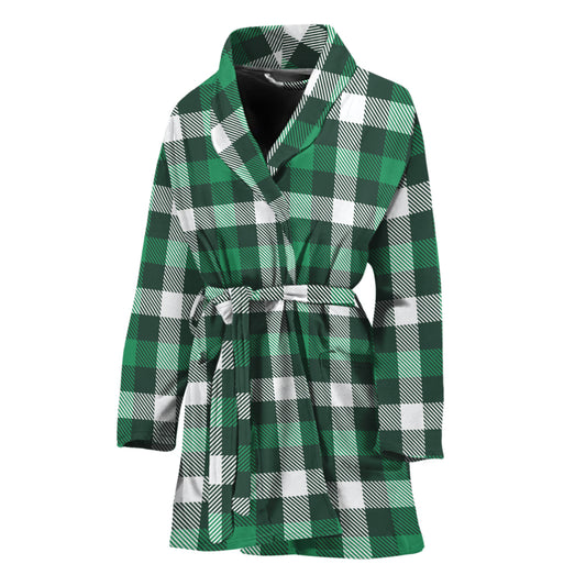 Saint Patrick's Day Stewart Plaid Print Women's Bathrobe