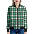 Saint Patrick's Day Stewart Plaid Print Women's Bomber Jacket