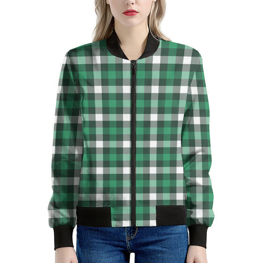 Saint Patrick's Day Stewart Plaid Print Women's Bomber Jacket