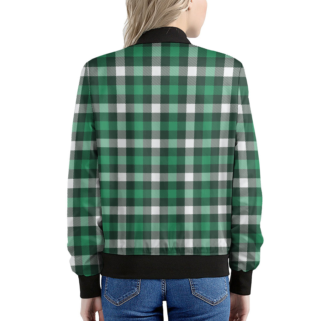 Saint Patrick's Day Stewart Plaid Print Women's Bomber Jacket