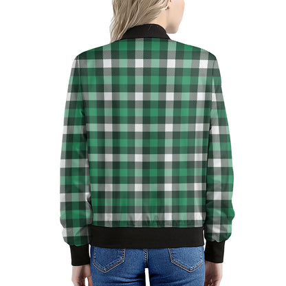 Saint Patrick's Day Stewart Plaid Print Women's Bomber Jacket
