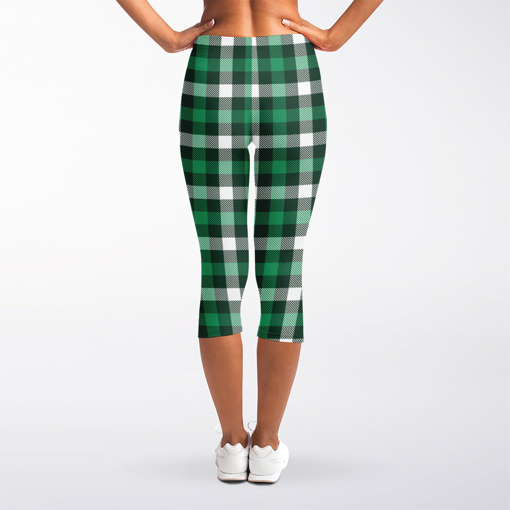 Saint Patrick's Day Stewart Plaid Print Women's Capri Leggings